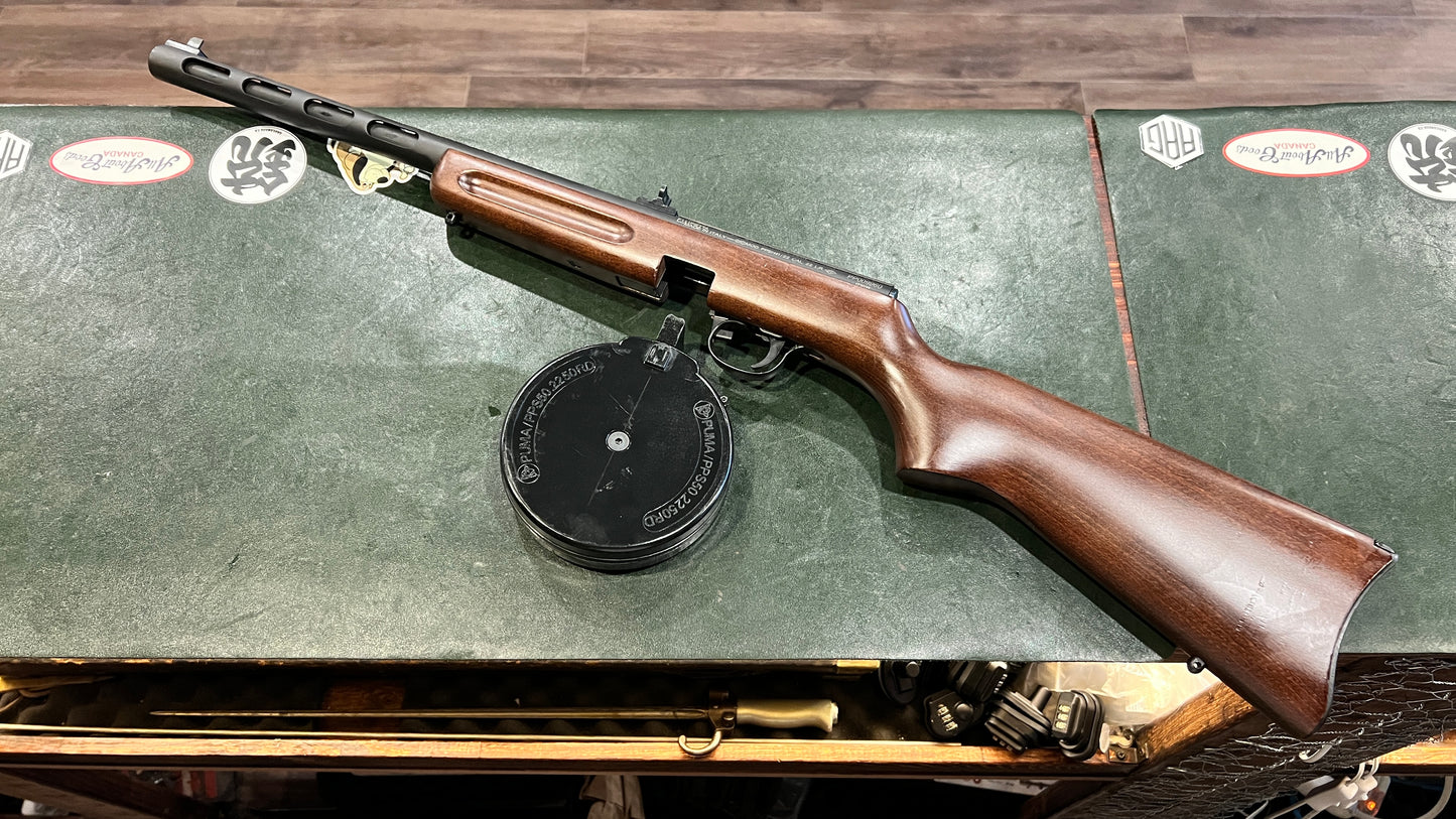 Used Pietta PPS-50 .22 LR Semi-Automatic Rifle – Made in Italy – Includes 50-Round Drum Magazine – Original Box