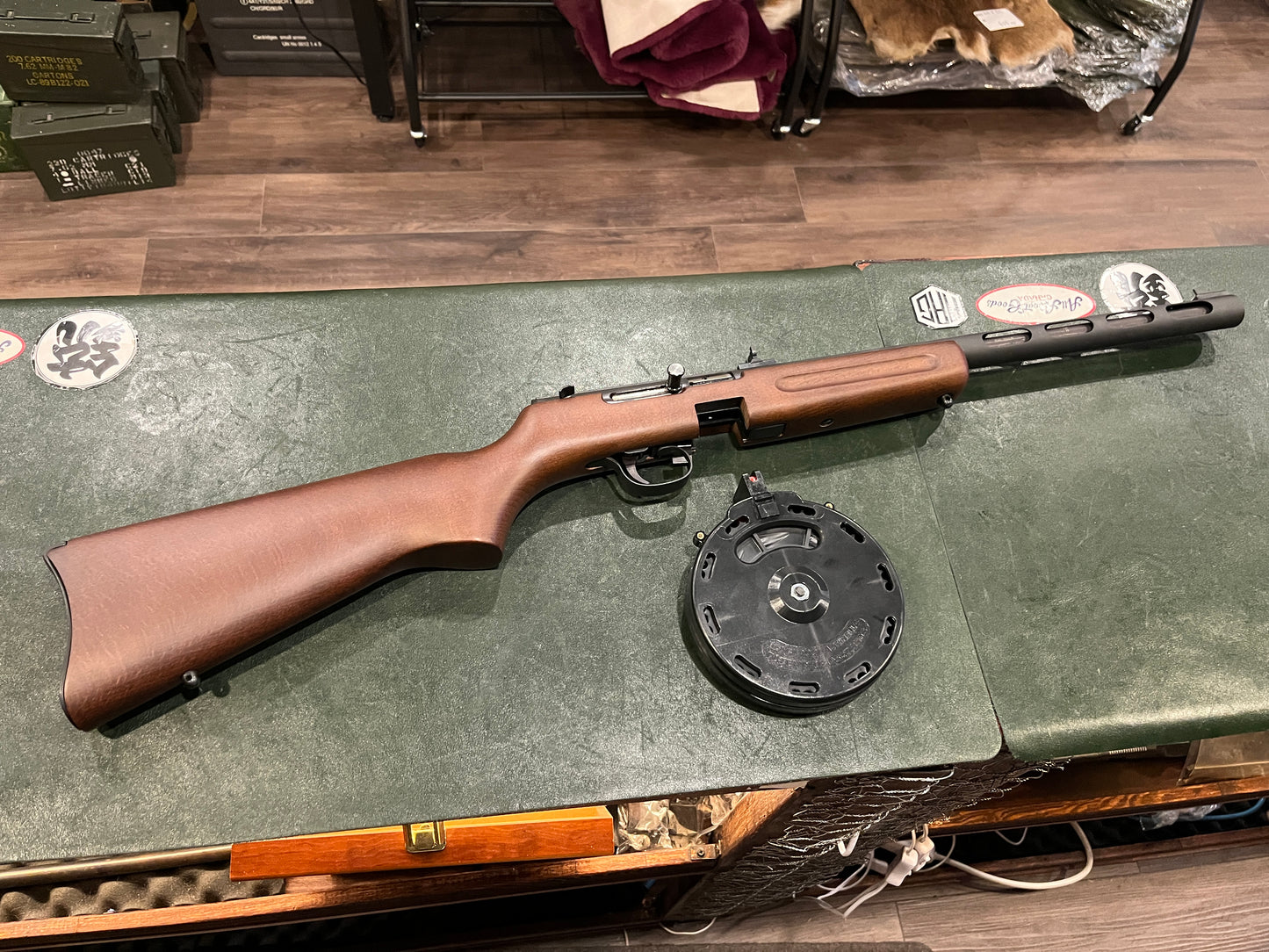 (ReStocking)New Never Fired- Pietta PPS-50 .22 LR Semi-Auto Rifle with Wood Stock & Drum Magazine