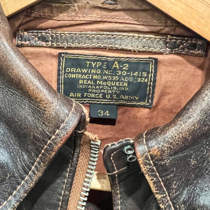 Old McCoy Era The Real McCoy's "Real McQueen" A-2 Flight Jacket – Steve McQueen "The Great Escape" – Horsehide – Size 34 – Extremely Rare in Canada