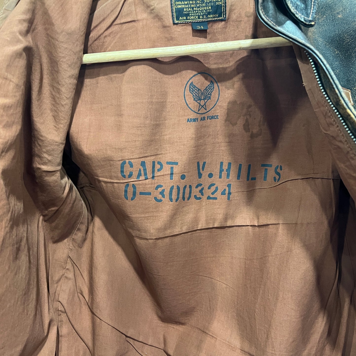 Old McCoy Era The Real McCoy's "Real McQueen" A-2 Flight Jacket – Steve McQueen "The Great Escape" – Horsehide – Size 34 – Extremely Rare in Canada