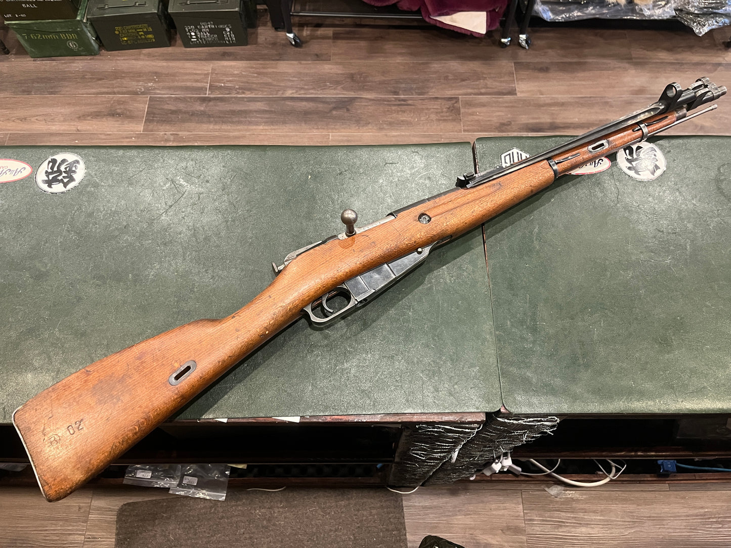 Carabine Mosin-Nagant M44 hongroise, calibre 7,62 × 54R – Production FÉG 1952, baïonnette pliante d'origine