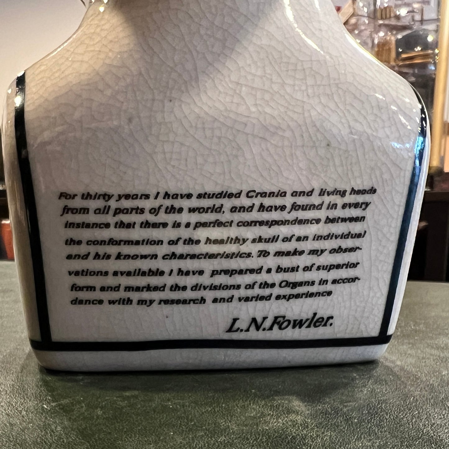 L.N. Fowler 颅相学陶瓷半身像 – 23 厘米 – 维多利亚经典科学珍品