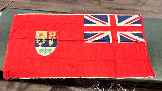 Canadian Red Ensign Flag (1921 Arms, Green Leaves) – ca. 1930s–40s – 32" × 16"