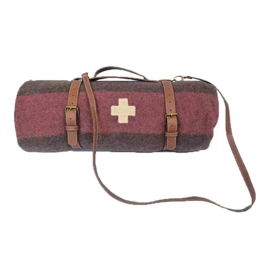 Couverture en laine style armée suisse | 100 % laine | 140 x 200 cm | 1,73 kg avec sangles