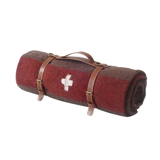 Couverture en laine style armée suisse | 100 % laine | 140 x 200 cm | 1,73 kg avec sangles
