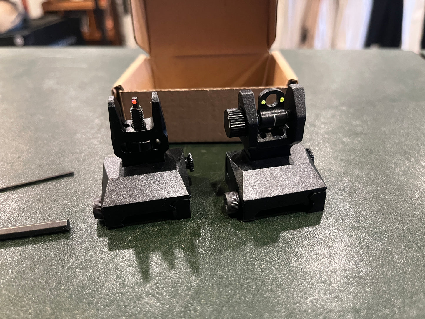 Folding Iron Sight Set for Picatinny Rail – Front & Rear Adjustable Rifle Sights