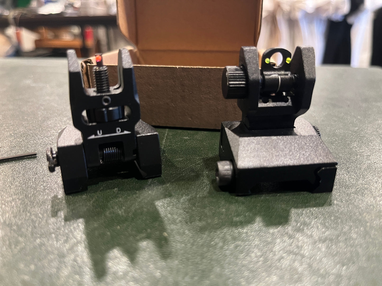 Folding Iron Sight Set for Picatinny Rail – Front & Rear Adjustable Rifle Sights