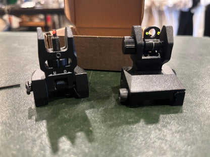 Folding Iron Sight Set for Picatinny Rail – Front & Rear Adjustable Rifle Sights