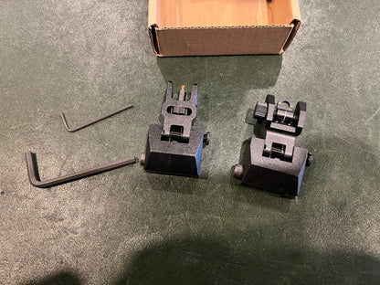 Folding Iron Sight Set for Picatinny Rail – Front & Rear Adjustable Rifle Sights