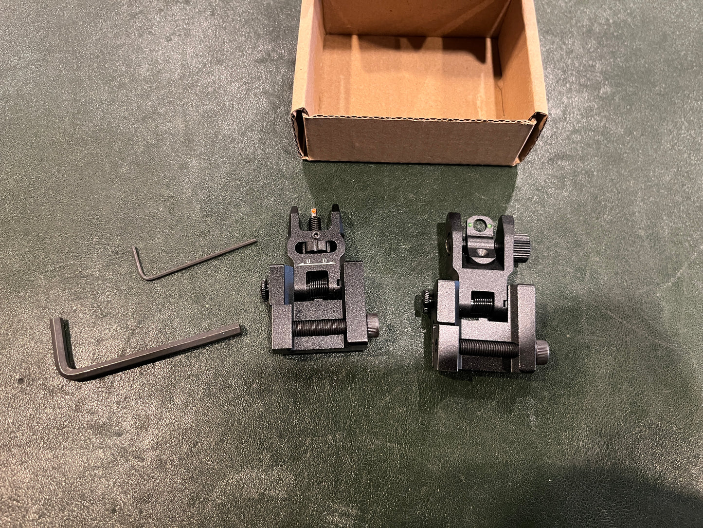 Folding Iron Sight Set for Picatinny Rail – Front & Rear Adjustable Rifle Sights