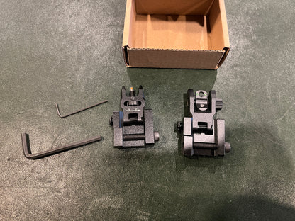 Folding Iron Sight Set for Picatinny Rail – Front & Rear Adjustable Rifle Sights