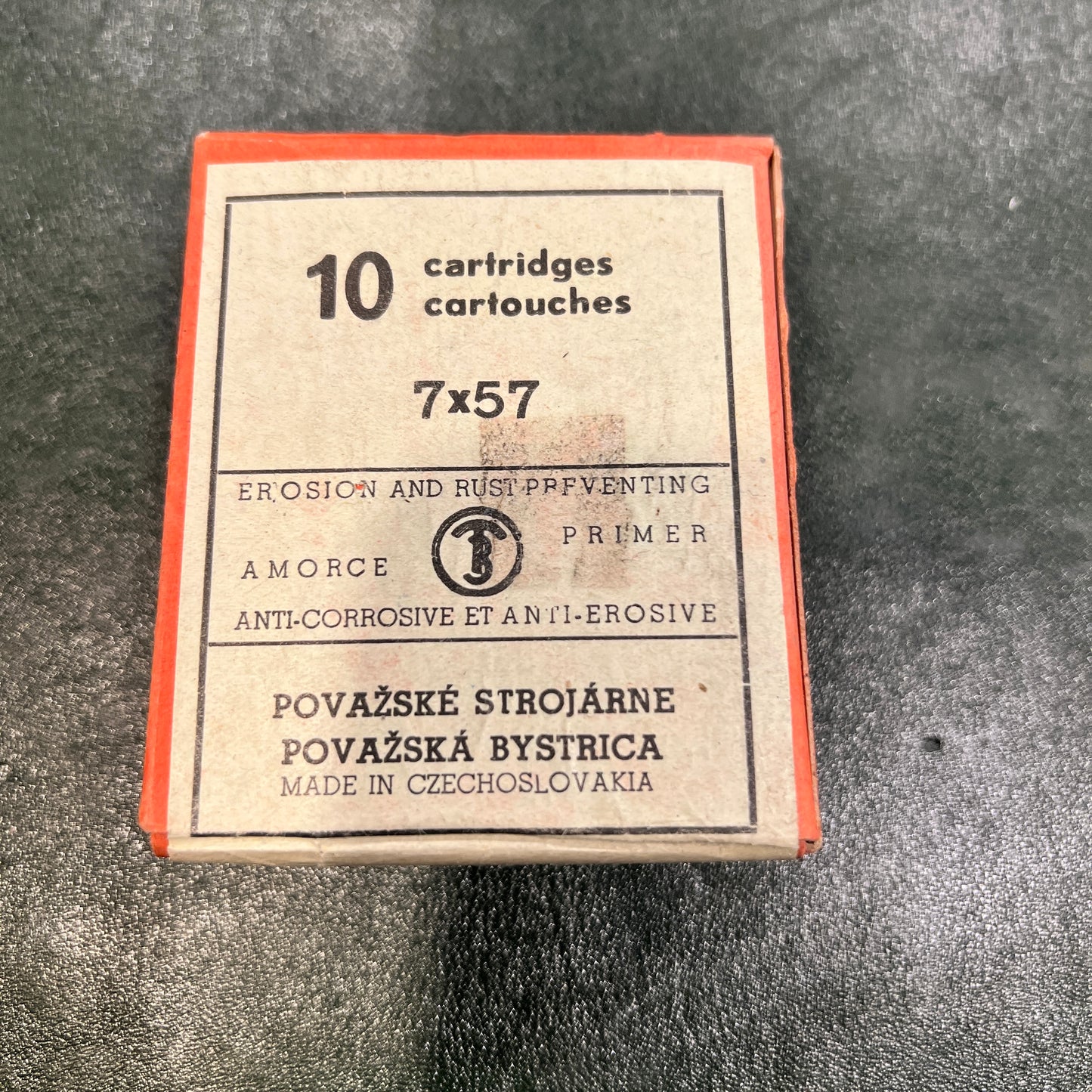 Unopened 7×57mm Ammo Box (10) — Považské Strojárne, Czechoslovakia — Cold War Export (c.1950s–1970s)