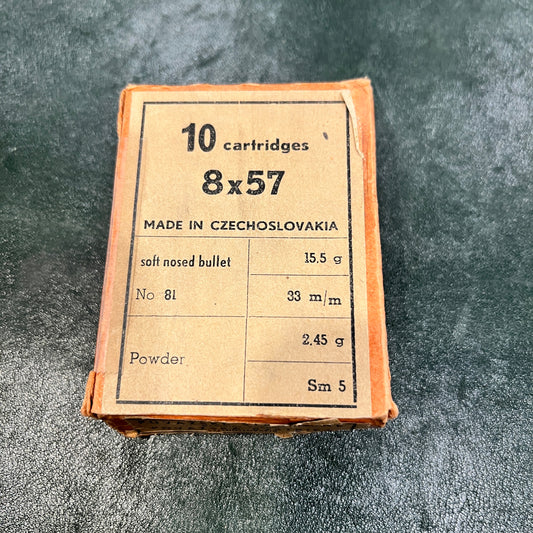 Czechoslovakian 8×57mm Mauser Ammunition (10 Rounds, Soft Nose) — Považské Strojárne, Cold War Era