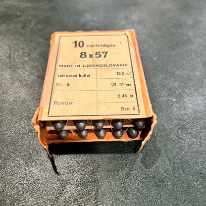 Czechoslovakian 8×57mm Mauser Ammunition (10 Rounds, Soft Nose) — Považské Strojárne, Cold War Era