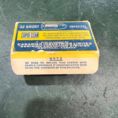 Dominion (CIL) “Super-Clean” .32 Short Rimfire — 50 Rounds (Vintage, Montreal)