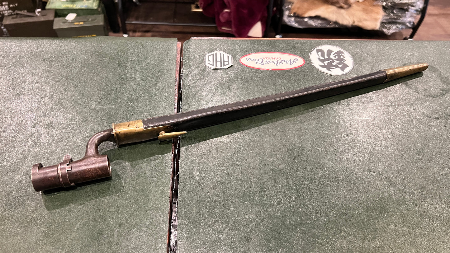 British 1853 Pattern Socket Bayonet with Leather Scabbard