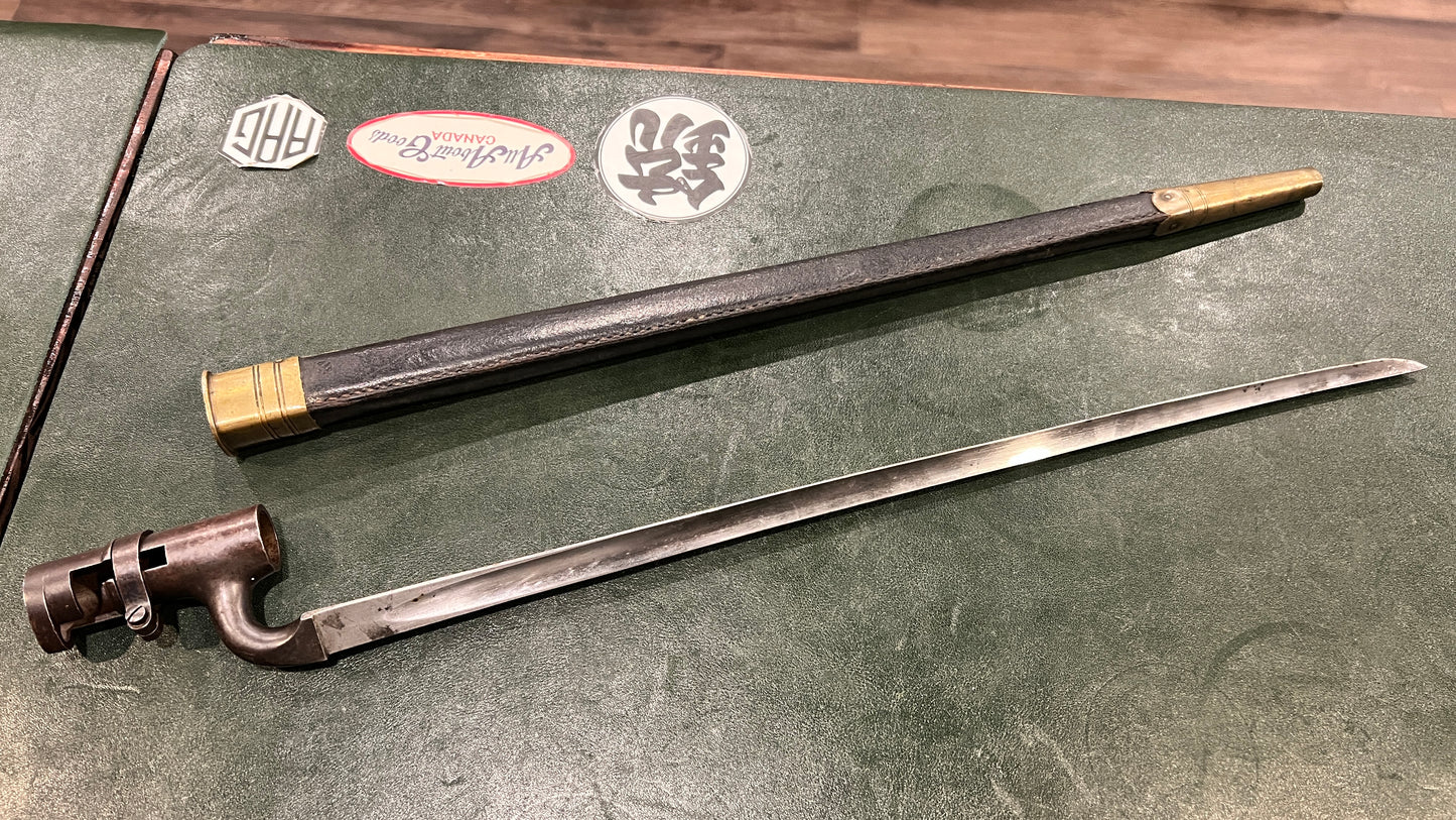 British 1853 Pattern Socket Bayonet with Leather Scabbard