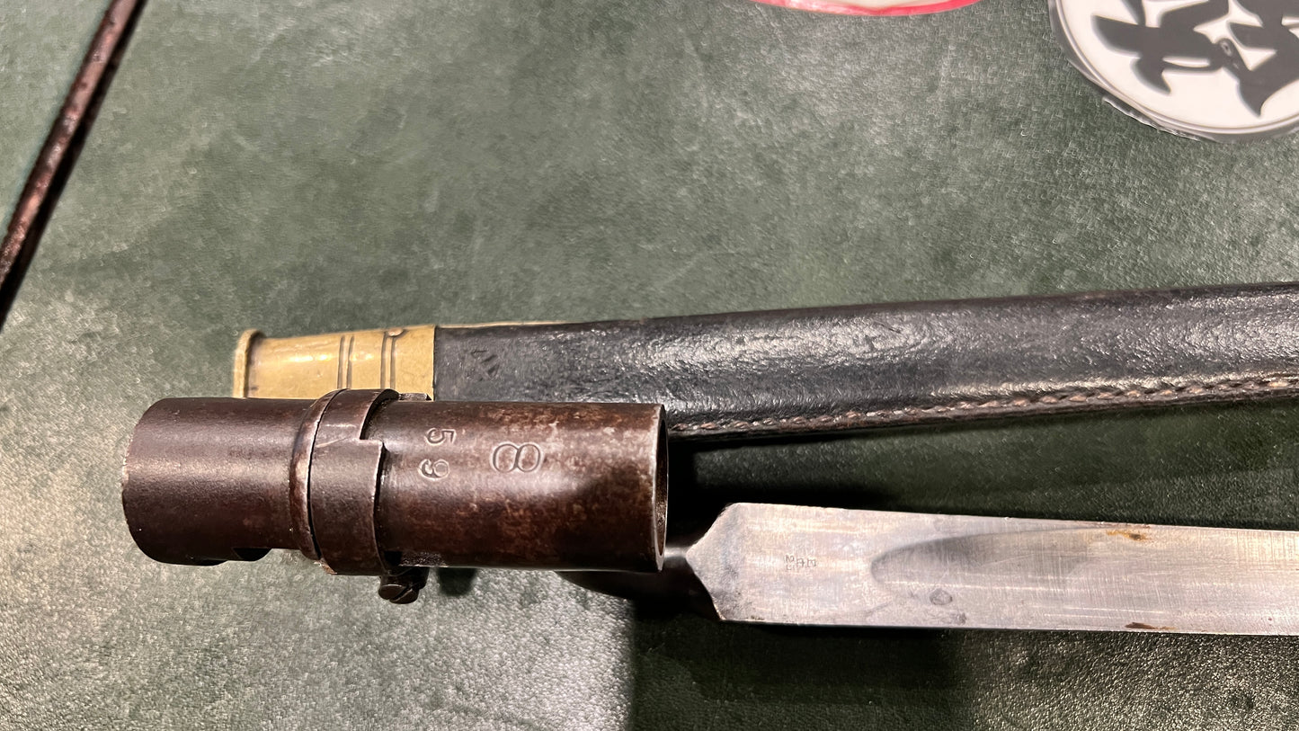 British 1853 Pattern Socket Bayonet with Leather Scabbard