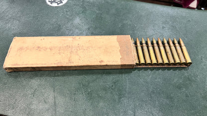 Type 92 Japanese Machine Gun Ammunition Belt (7.7x58mm) — Mixed Rounds — Partial Original Box