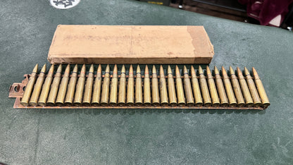 Type 92 Japanese Machine Gun Ammunition Belt (7.7x58mm) — Mixed Rounds — Partial Original Box