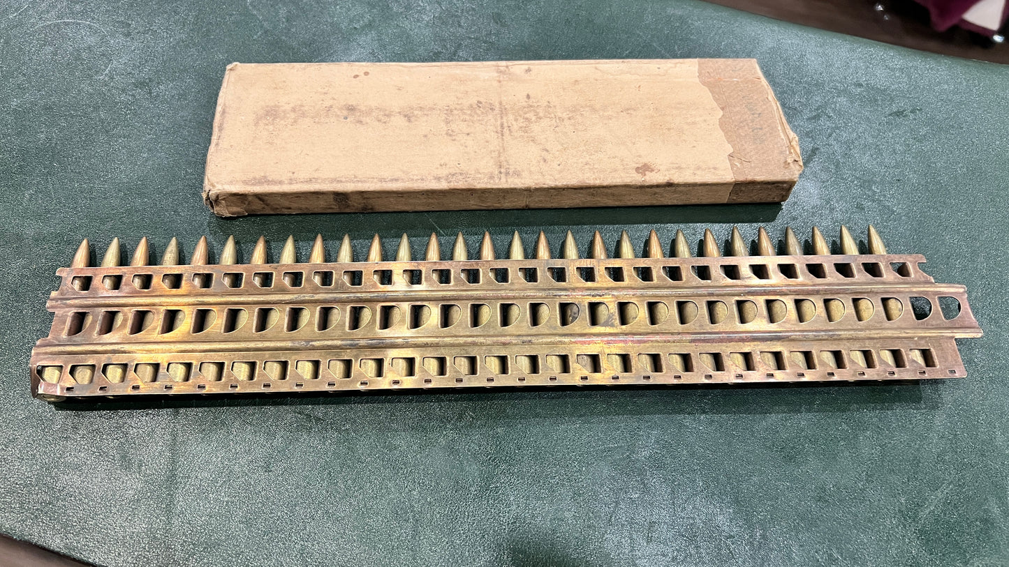 Type 92 Japanese Machine Gun Ammunition Belt (7.7x58mm) — Mixed Rounds — Partial Original Box