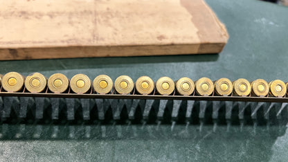 Type 92 Japanese Machine Gun Ammunition Belt (7.7x58mm) — Mixed Rounds — Partial Original Box