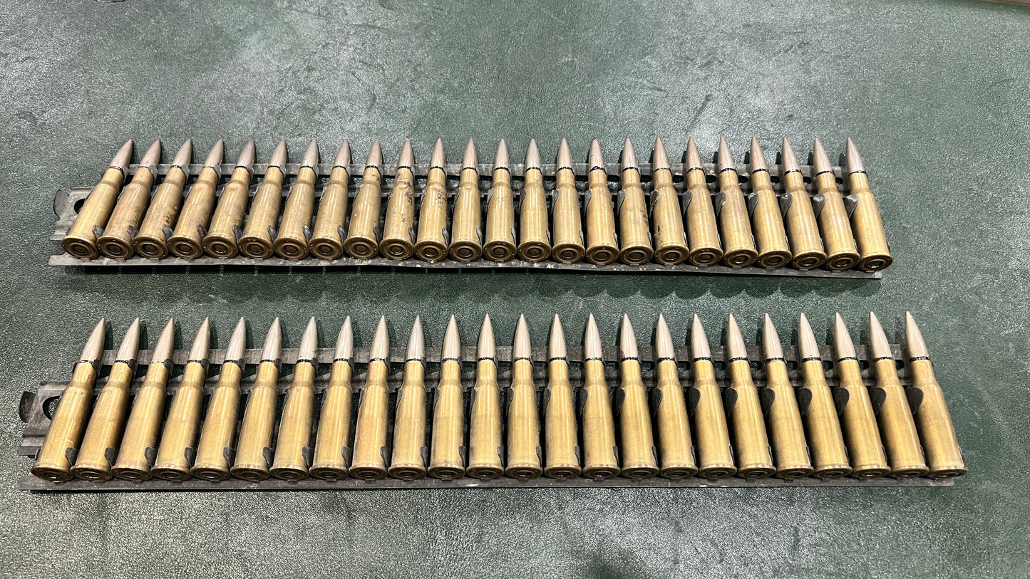 French Military 8mm Lebel Ammunition (Hotchkiss Metal Feed Strip) — 24 Rounds per Strip (Price per Strip)