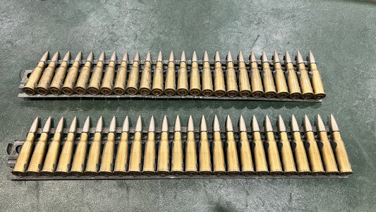French Military 8mm Lebel Ammunition (Hotchkiss Metal Feed Strip) — 24 Rounds per Strip (Price per Strip)