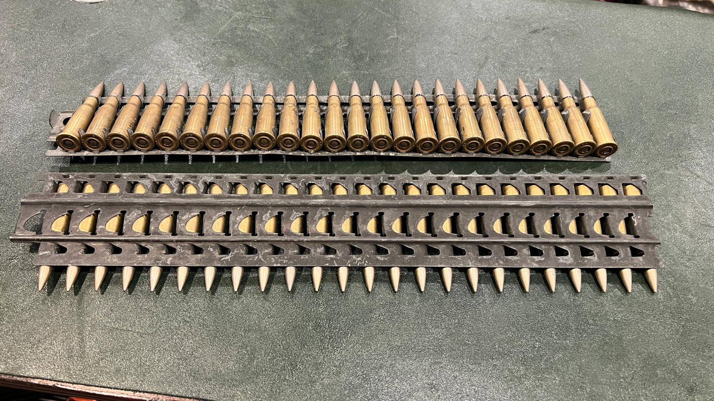 French Military 8mm Lebel Ammunition (Hotchkiss Metal Feed Strip) — 24 Rounds per Strip (Price per Strip)