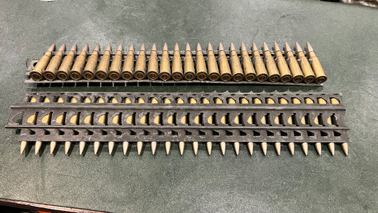French Military 8mm Lebel Ammunition (Hotchkiss Metal Feed Strip) — 24 Rounds per Strip (Price per Strip)