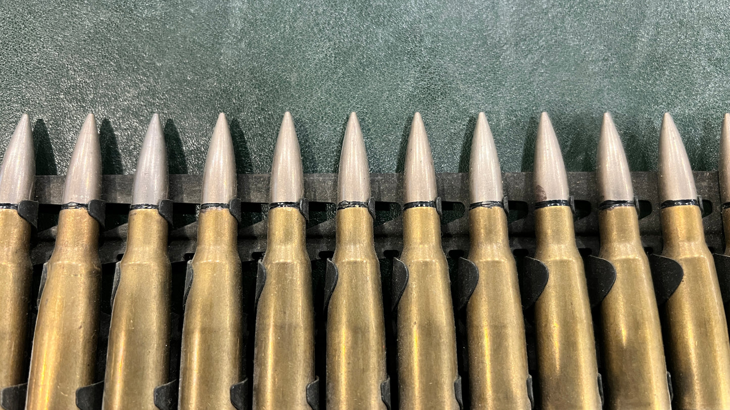 French Military 8mm Lebel Ammunition (Hotchkiss Metal Feed Strip) — 24 Rounds per Strip (Price per Strip)