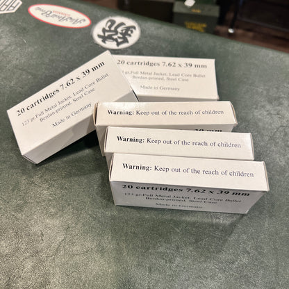 Vintage GERMAN 7.62X39MM (20rd Box, headstamp 105/83)