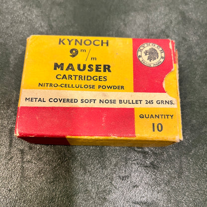 Kynoch 9mm Mauser Cartridges (Box of 10, Circa 1950s–1960s)