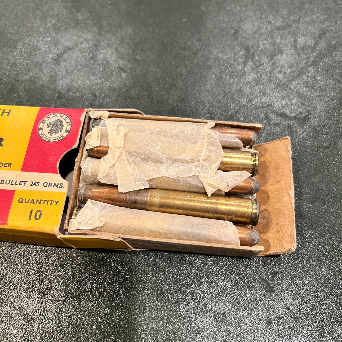 Kynoch 9mm Mauser Cartridges (Box of 10, Circa 1950s–1960s)