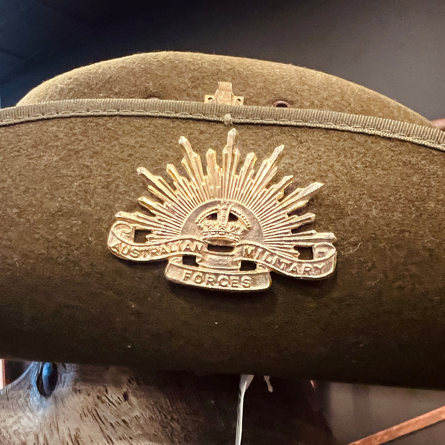Vintage Australian Slouch Hat with Australian Military Forces Rising Sun Badge
