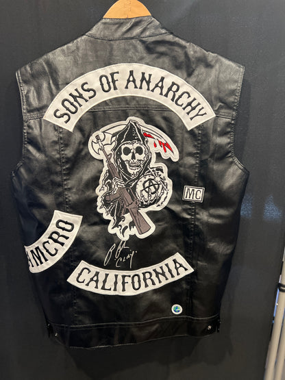 RON PEARLMAN SIGNED "SONS OF ANARCHY"  PU VEST