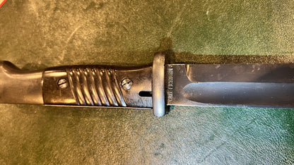German WWII K98k Bayonet (S84/98 III pattern),  Carl Eickhorn, Solingen, matching bayonet and scabbard