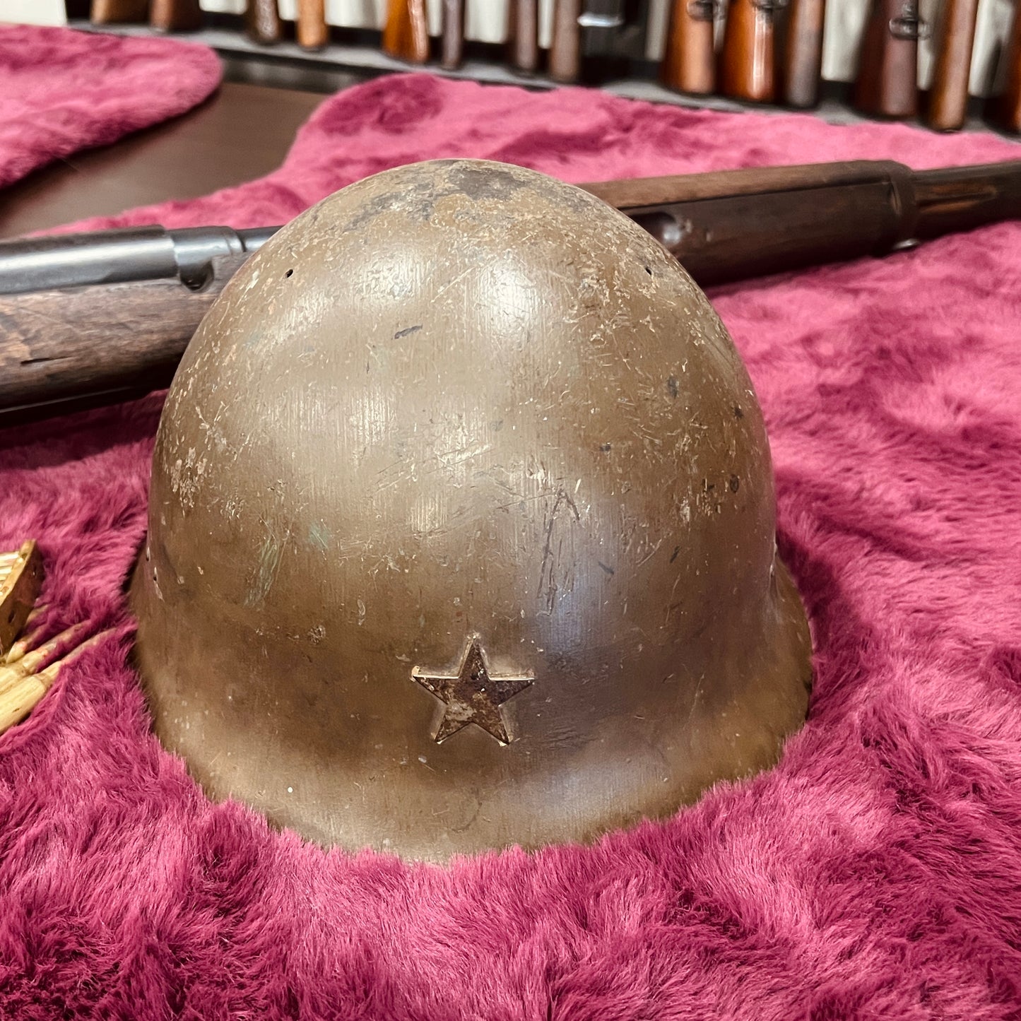 WW2 Imperial Japanese Army Type 90 Helmet — Showa 14 (1939), Matsushita Marked