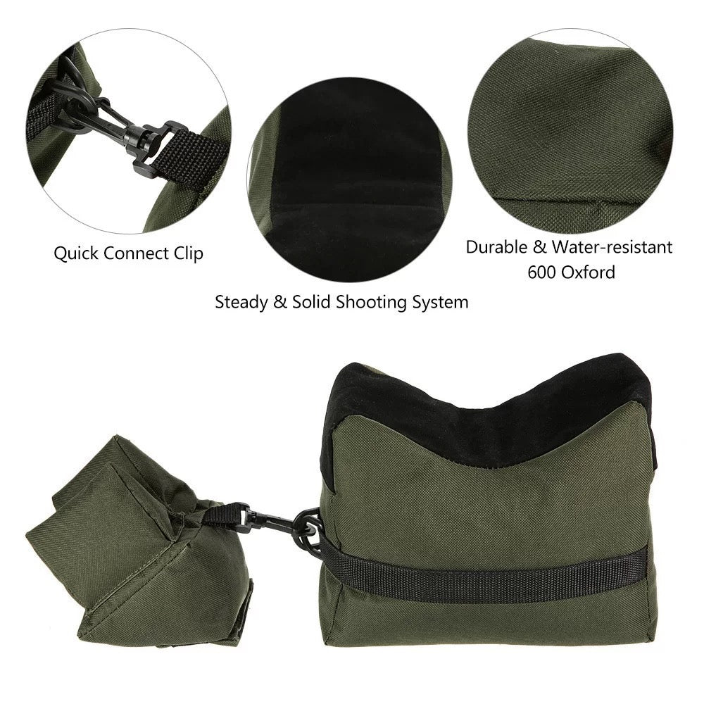 Portable Front & Rear Shooting Rest Bags – Unfilled Rifle Support Set for Hunting and Target Practice
