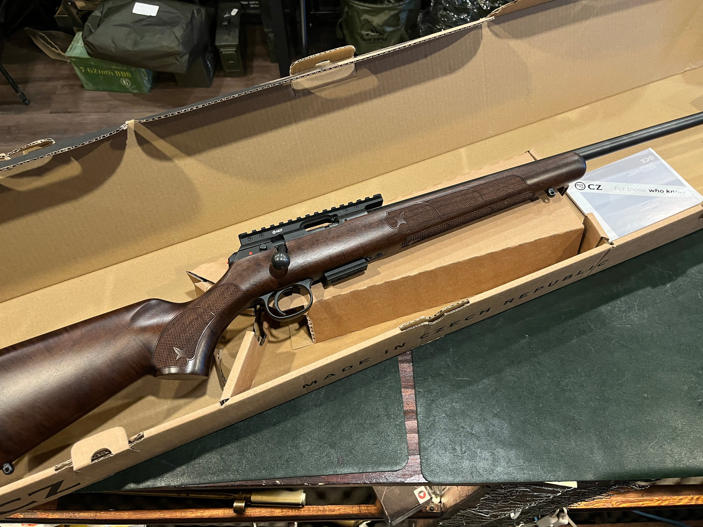 CZ 457 American .22 WMR Bolt-Action Rifle | Walnut Stock | MDT 20 MOA Rail | Original Box