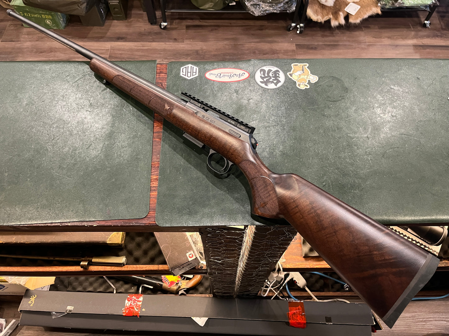 CZ 457 American .22 WMR Bolt-Action Rifle | Walnut Stock | MDT 20 MOA Rail | Original Box