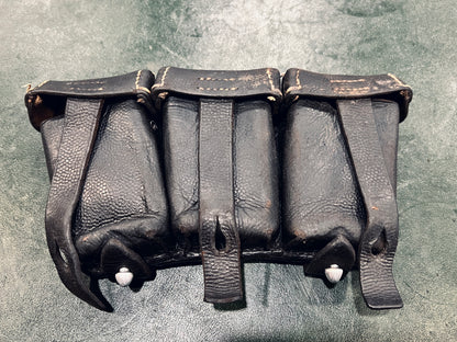 Original 1938 German Kar98k Triple Ammo Pouch (Wehrmacht Issue / With Soldier Name Tag)