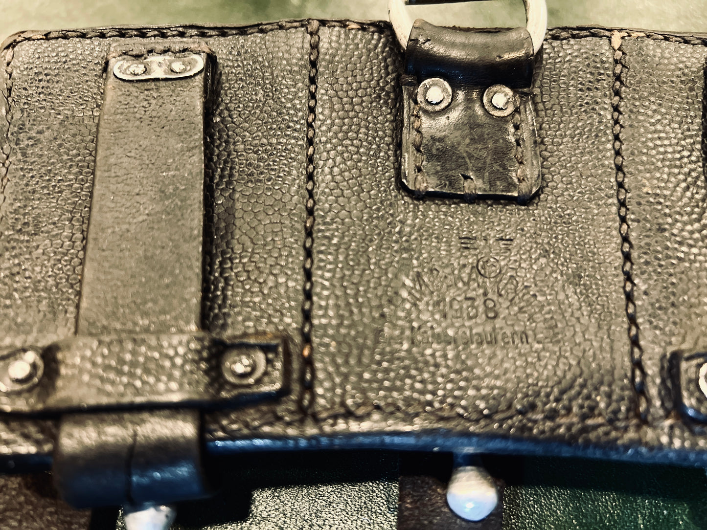 Original 1938 German Kar98k Triple Ammo Pouch (Wehrmacht Issue / With Soldier Name Tag)