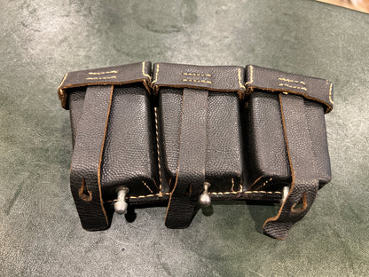 West German Bundeswehr/BGS Triple-Cell Leather Pouch (RB-Nr Marked, 1950s–1960s)