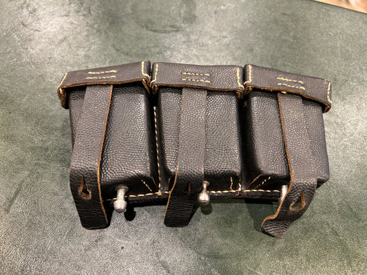 West German Bundeswehr/BGS Triple-Cell Leather Pouch (RB-Nr Marked, 1950s–1960s)