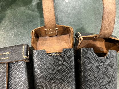 West German Bundeswehr/BGS Triple-Cell Leather Pouch (RB-Nr Marked, 1950s–1960s)