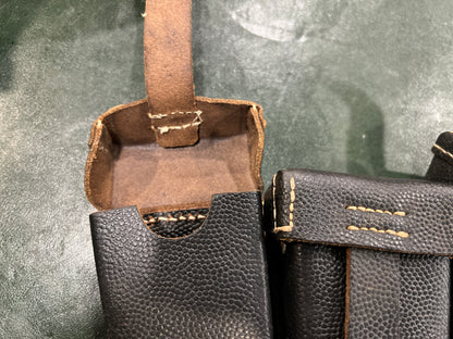 West German Bundeswehr/BGS Triple-Cell Leather Pouch (RB-Nr Marked, 1950s–1960s)