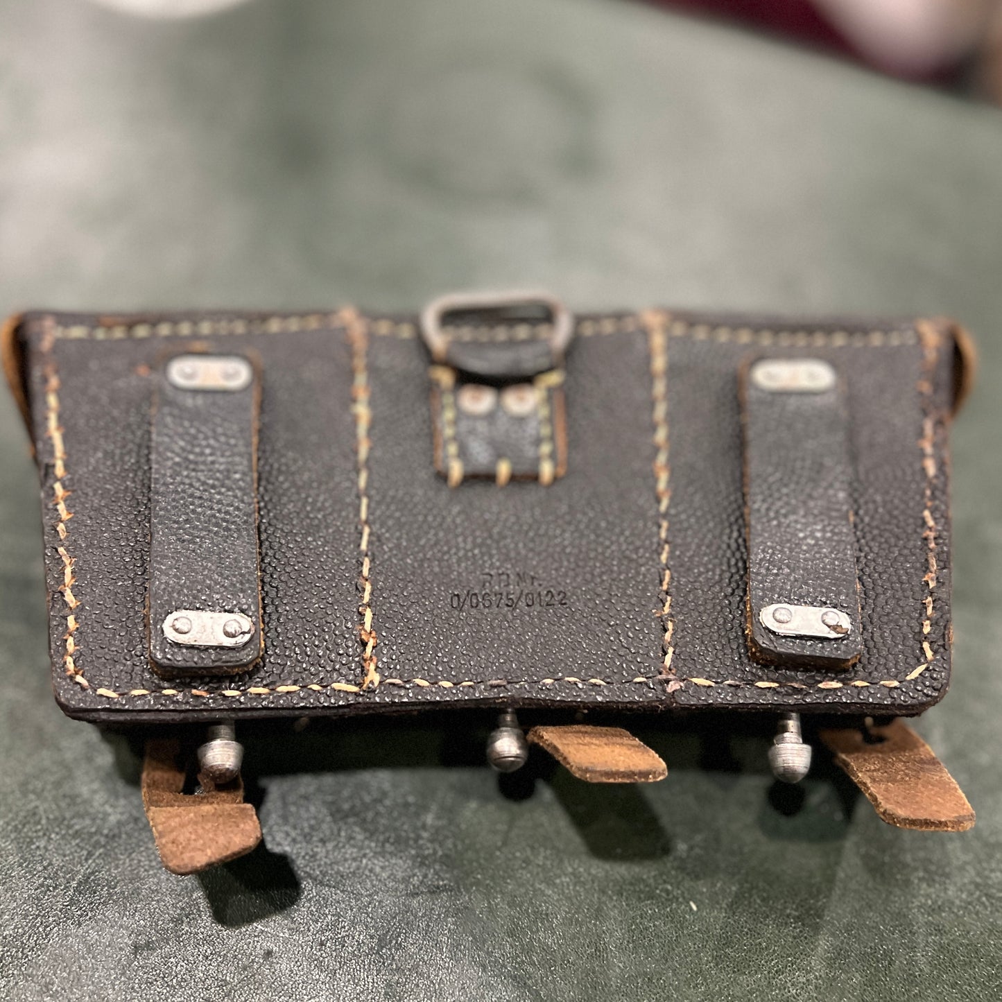 West German Bundeswehr/BGS Triple-Cell Leather Pouch (RB-Nr Marked, 1950s–1960s)