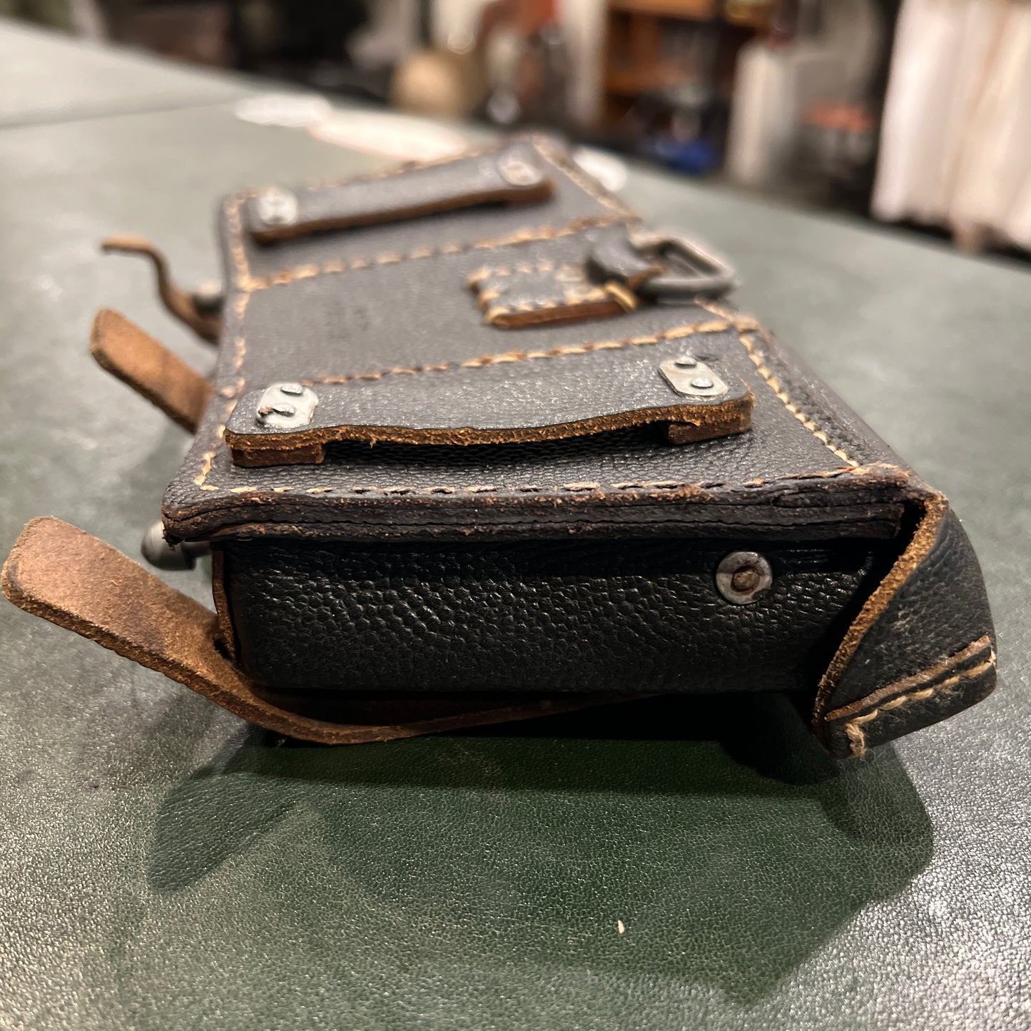 West German Bundeswehr/BGS Triple-Cell Leather Pouch (RB-Nr Marked, 1950s–1960s)