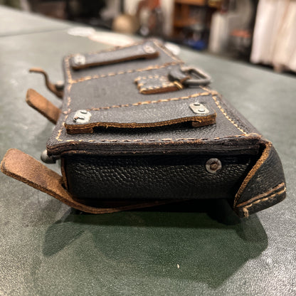 West German Bundeswehr/BGS Triple-Cell Leather Pouch (RB-Nr Marked, 1950s–1960s)